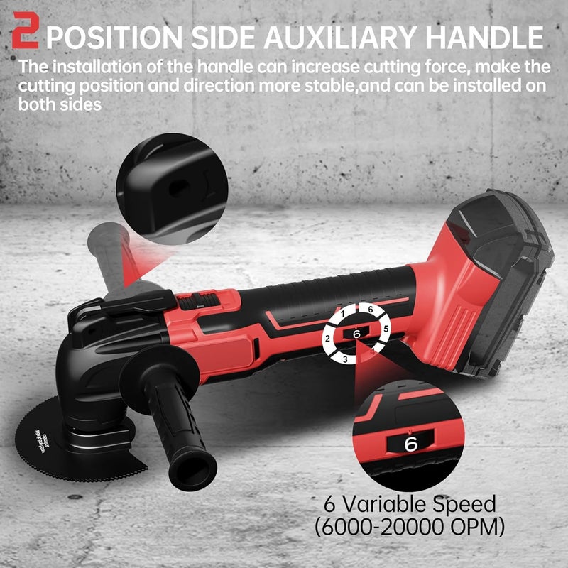 Samvinor Cordless Oscillating Tool for Milwaukee 18V Battery, Oscillating Multi Tool Kit with Auxiliary Handle, 6 Variable Speed, Oscillating Saw for Scraping, Sanding, Cutting Wood (Battery Not Included) - Image 2
